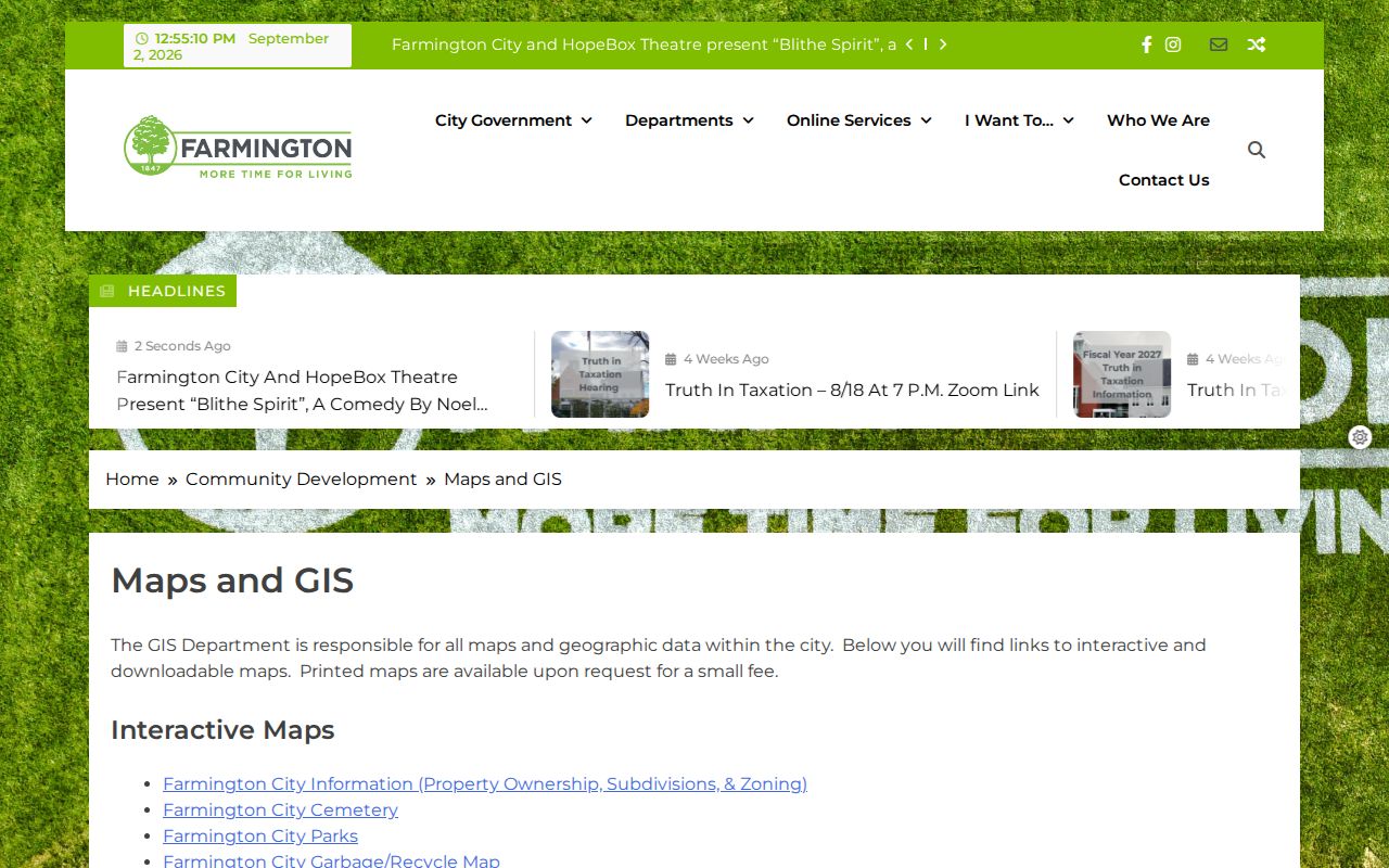 Farmington street directory city GIS ownership subdivision zoning map